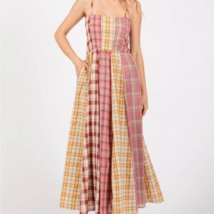 Pink and Yellow Plaid Dress